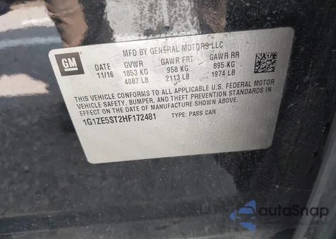 2017 Chevrolet Malibu 1Lt из США, поврежденный, VIN 1G1ZE5ST2HF172481